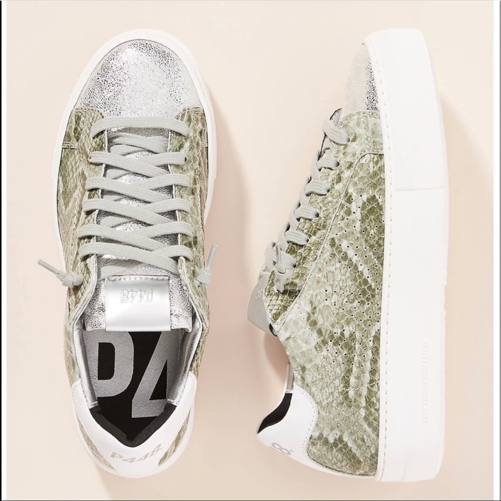 P448 Snake Print Platform Sneakers